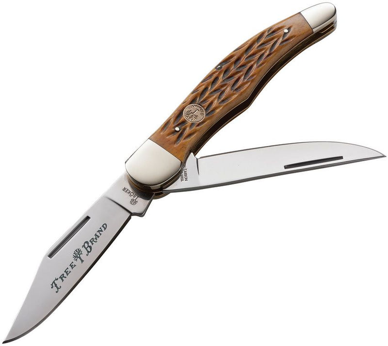 Boker Folding Hunter Pocket Knife D2 Tool Steel Drop And Clip Point Blades Jigged Brown Bone Handle 110836 -Boker - Survivor Hand Precision Knives & Outdoor Gear Store