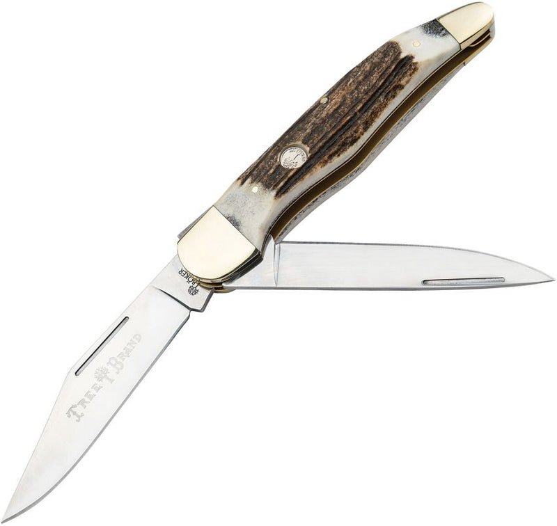 Boker Hunter Pocket Knife D2 Tool Steel Drop And Clip Point Blades Stag Handle 110840ST -Boker - Survivor Hand Precision Knives & Outdoor Gear Store