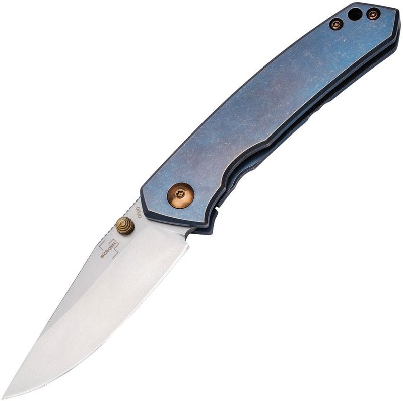 Boker Plus Canoe Framelock Folding Knife 2.75" S35VN Steel Drop Point Blade Blue Stonewash Finish Titanium Handle P01BO494 -Boker Plus - Survivor Hand Precision Knives & Outdoor Gear Store