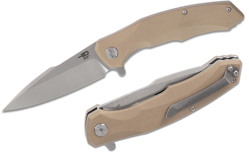 Bestech Knives Warwolf Liner Folding Knife 3.5" D2 Tool Steel Blade G10 Tan Handle G04C -Bestech Knives - Survivor Hand Precision Knives & Outdoor Gear Store