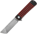 Bestech Knives Titan Linerlock Folding Knife 3" Damascus Steel Tanto Blade Red G10 And Carbon Fiber Handle L05B -Bestech Knives - Survivor Hand Precision Knives & Outdoor Gear Store
