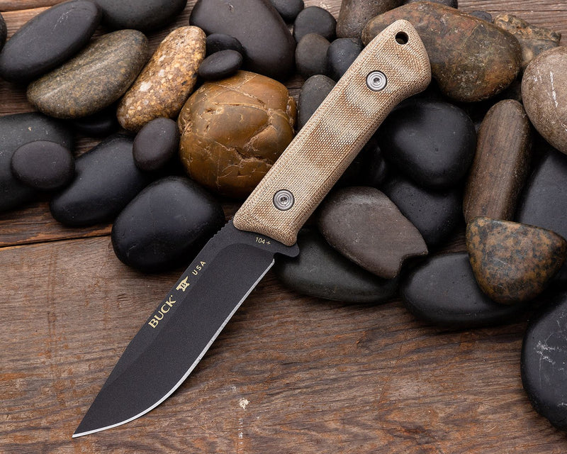 Buck Compadre Camp Fixed Knife 4.75" 5160 Steel Blade Natural Canvas Micarta Handle 104BRS1 -Buck - Survivor Hand Precision Knives & Outdoor Gear Store