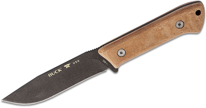 Buck Compadre Camp Fixed Knife 4.75" 5160 Steel Blade Natural Canvas Micarta Handle 104BRS1 -Buck - Survivor Hand Precision Knives & Outdoor Gear Store