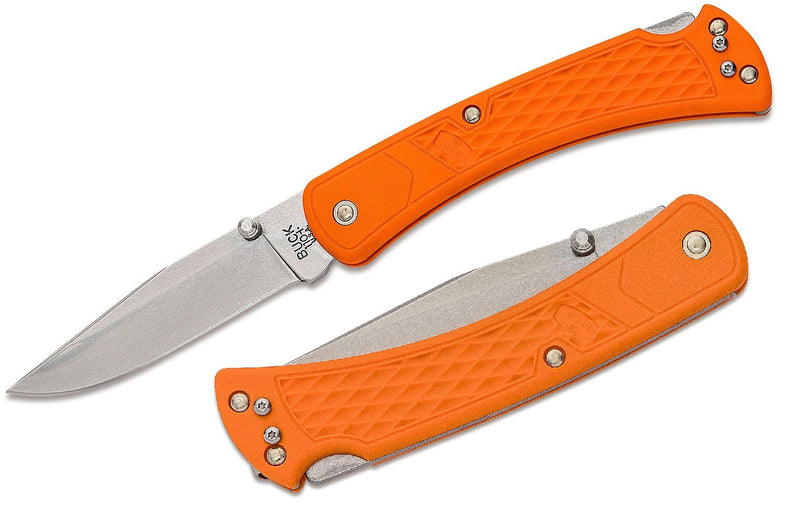 Buck 110 Slim Select Folding Knife 3.75" 420HC Steel Blade Orange Checkered Glass Filled Nylon Handle 110ORS2 -Buck - Survivor Hand Precision Knives & Outdoor Gear Store