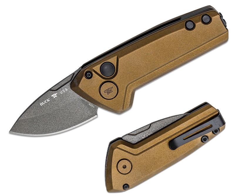 Buck Auto Mini Deploy Folding Knife 1.875" 154CM Steel Blade Bronze Aluminum Handle 839BRS1 -Buck - Survivor Hand Precision Knives & Outdoor Gear Store