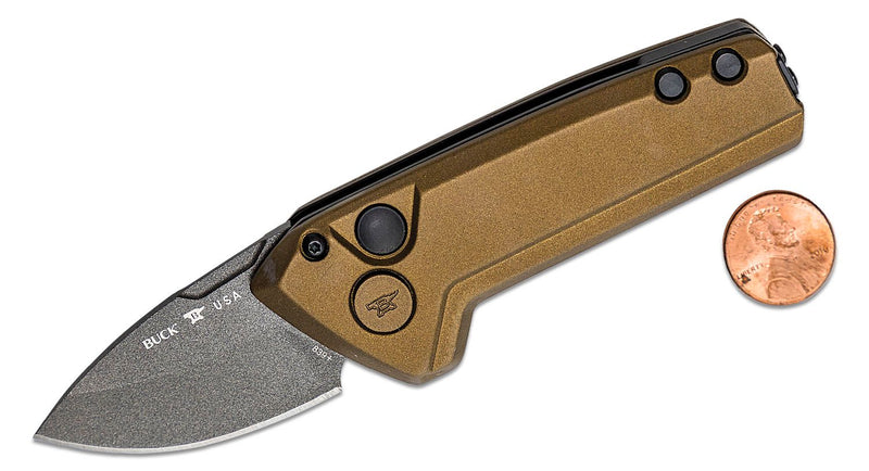 Buck Auto Mini Deploy Folding Knife 1.875" 154CM Steel Blade Bronze Aluminum Handle 839BRS1 -Buck - Survivor Hand Precision Knives & Outdoor Gear Store