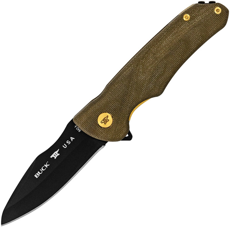 Buck Sprint OPS Pro Folding Knife 3.13" CPM S35VN Steel Blade Green Canvas Micarta Handle 842GRSLE -Buck - Survivor Hand Precision Knives & Outdoor Gear Store