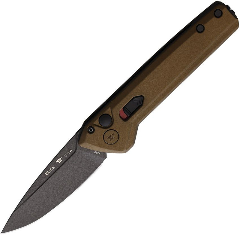 Buck Deploy Button Lock Folding Automatic Knife 3.25" 154CM Steel Drop Point Blade Burnt Bronze Aluminum Handle 838BRS1 -Buck - Survivor Hand Precision Knives & Outdoor Gear Store