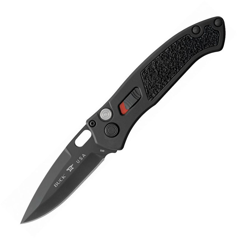 Buck Impact Armor Folding Automatic Knife 3.25" Black Coated CPM S30V Steel Blade Aluminum/Rubber Insert Handle 898BKS1 -Buck - Survivor Hand Precision Knives & Outdoor Gear Store