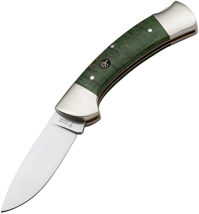 Boker 3000 Lockback Folding Knife 440C Stainless Blade Green Curly Birch Handle 118000 -Boker - Survivor Hand Precision Knives & Outdoor Gear Store