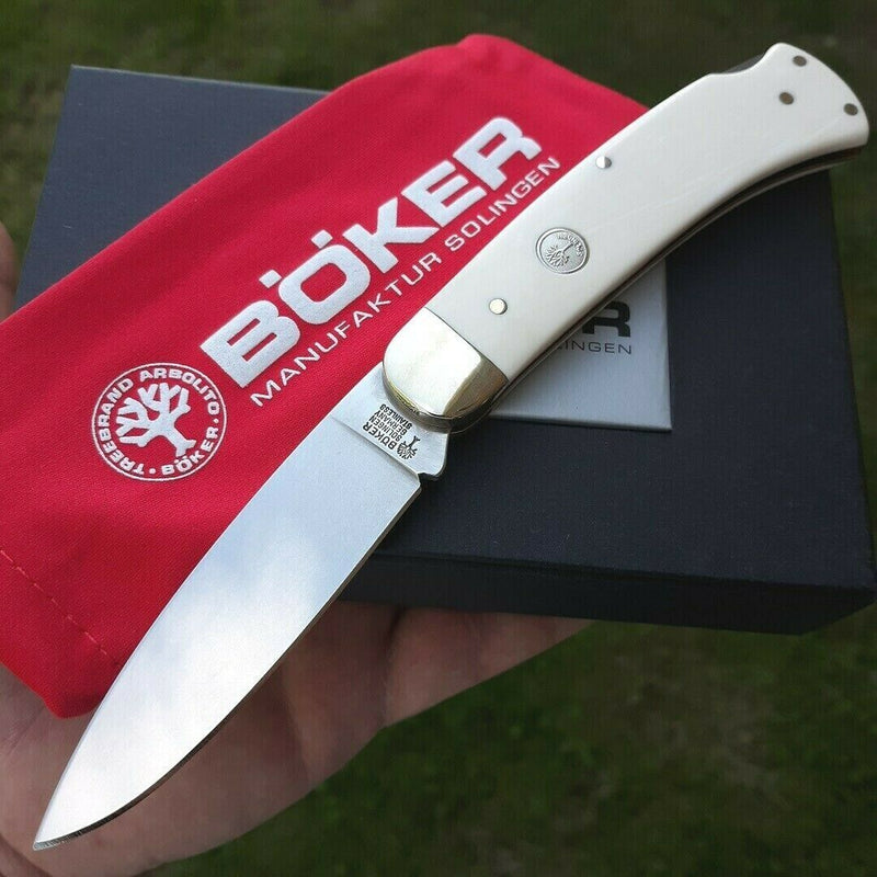 Boker Fellow Lockback Folding Knife 3.38" 4034 Steel Blade White Handle 111035 -Boker - Survivor Hand Precision Knives & Outdoor Gear Store