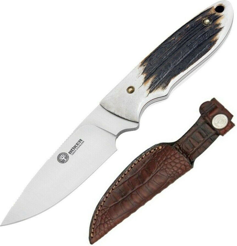 Boker Pine Creek Fixed Knife 3.63" T6MoV Stainless Blade Genuine Stag Handle 02BA701H -Boker - Survivor Hand Precision Knives & Outdoor Gear Store