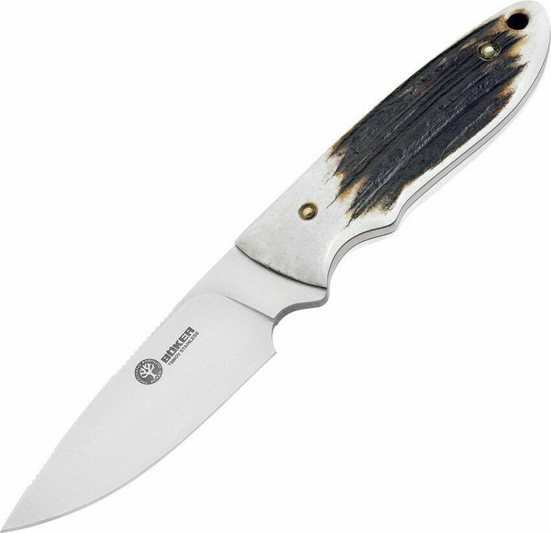 Boker Pine Creek Fixed Knife 3.63" T6MoV Stainless Blade Genuine Stag Handle 02BA701H -Boker - Survivor Hand Precision Knives & Outdoor Gear Store