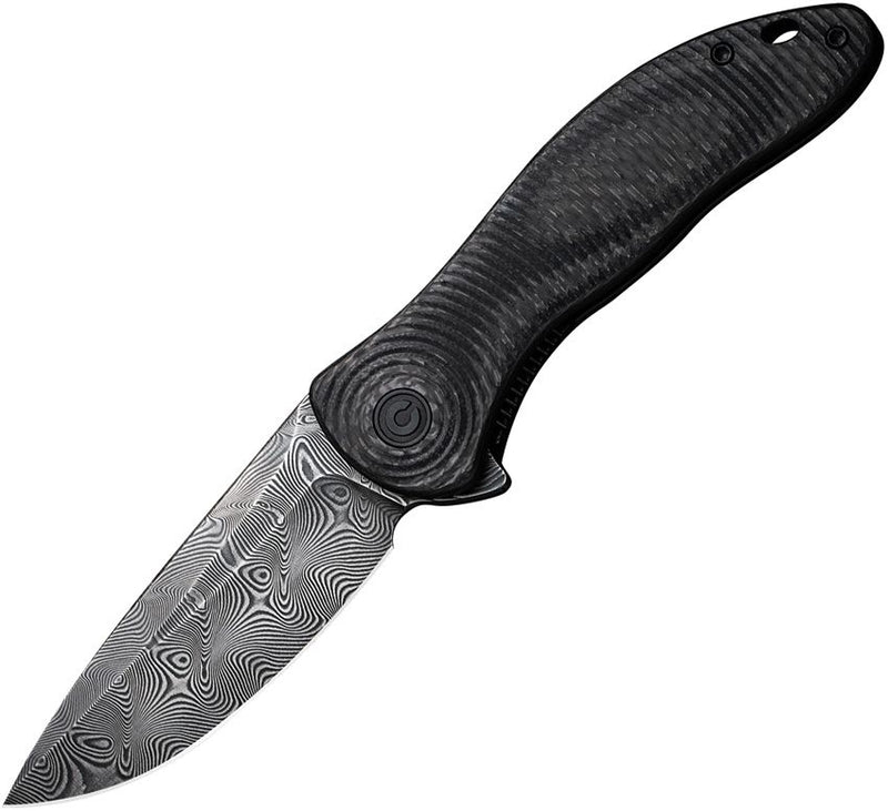 Civivi Synergy3 Linerlock Folding Knife 3.24" Damascus Steel Drop Point Blade Black G10/Twill Carbon Fiber Handle 0075DDS1 -Civivi - Survivor Hand Precision Knives & Outdoor Gear Store