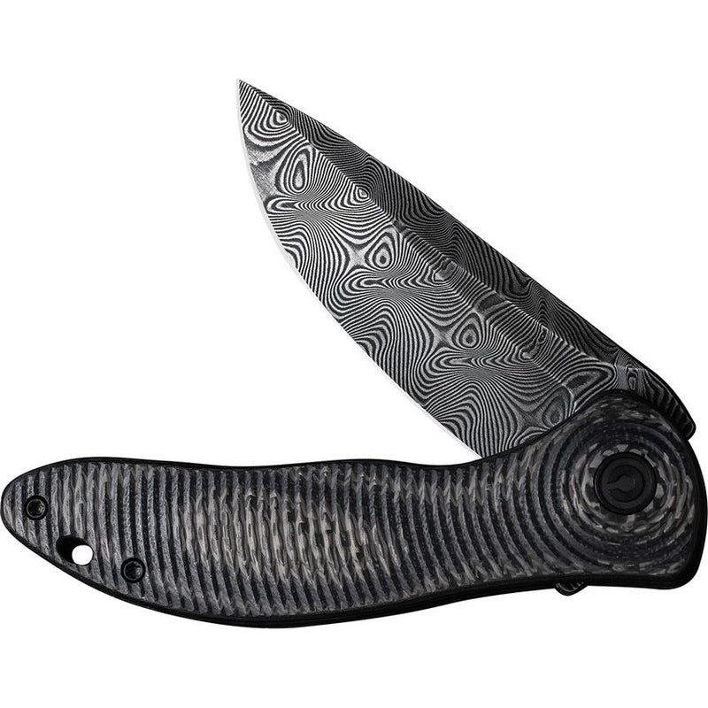 Civivi Synergy3 Linerlock Folding Knife 3.24" Damascus Steel Drop Point Blade Black G10/Twill Carbon Fiber Handle 0075DDS1 -Civivi - Survivor Hand Precision Knives & Outdoor Gear Store