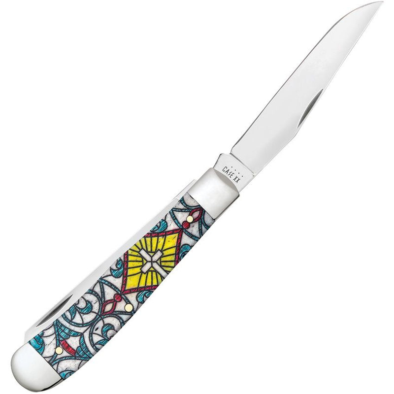 Case XX Trapper Pocket Knife Stainless Steel Clip/Spey Blades Stained Glass Color Wash Natural Bone Handle 38817 -Case Cutlery - Survivor Hand Precision Knives & Outdoor Gear Store