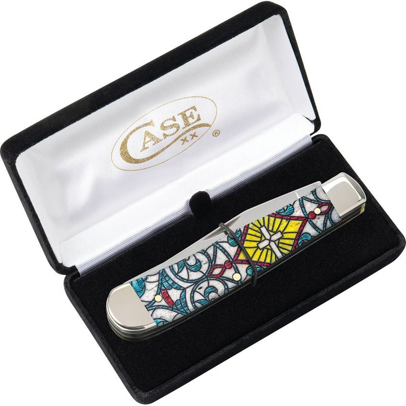 Case XX Trapper Pocket Knife Stainless Steel Clip/Spey Blades Stained Glass Color Wash Natural Bone Handle 38817 -Case Cutlery - Survivor Hand Precision Knives & Outdoor Gear Store