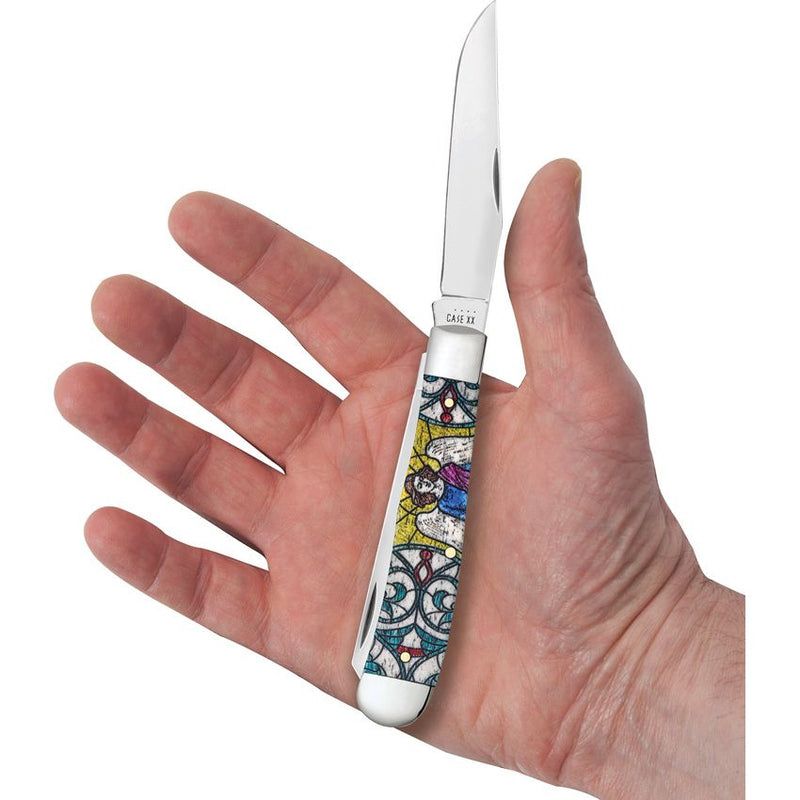 Case XX Trapper Pocket Knife Stainless Steel Clip/Spey Blades Stained Glass Color Wash Natural Bone Handle 38818 -Case Cutlery - Survivor Hand Precision Knives & Outdoor Gear Store