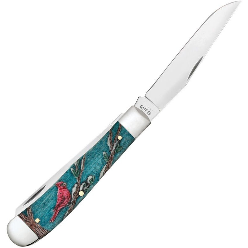 Case XX Trapper Cardinal Pocket Knife Stainless Steel Clip/Spey Blades Embellished Color Wash Natural Bone Handle 39159 -Case Cutlery - Survivor Hand Precision Knives & Outdoor Gear Store