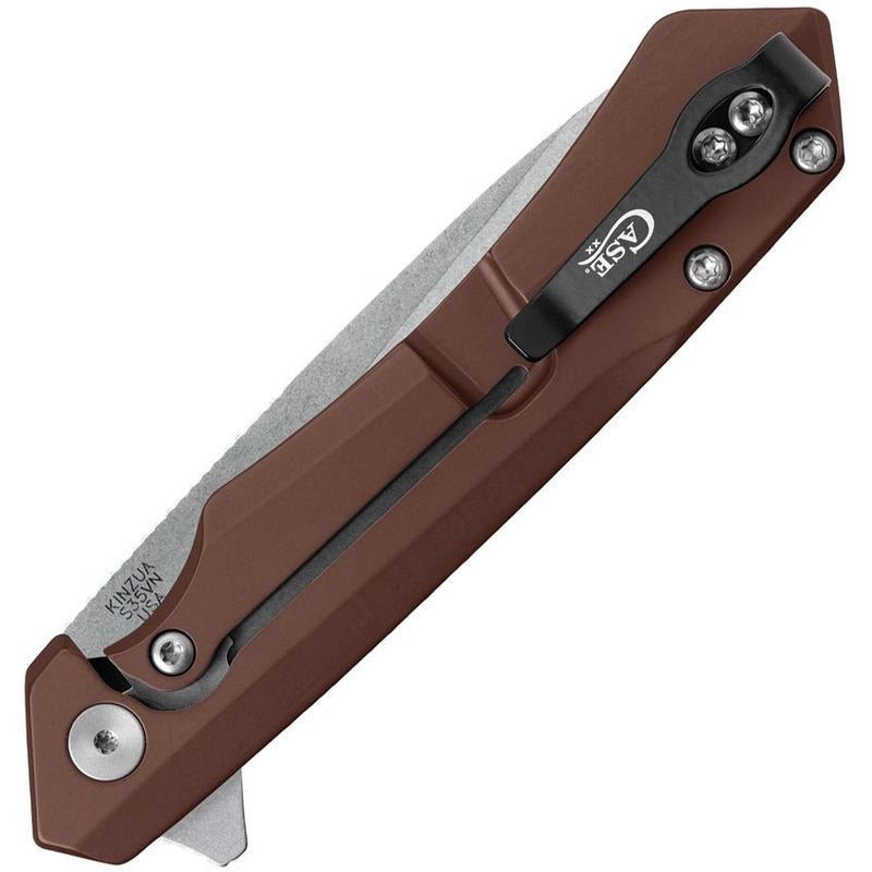 Case XX Kinzua EDC Frame Folding Knife 3.75" S35VN Steel Tanto Blade Brown Smooth Aluminum Handle 64692 -Case Cutlery - Survivor Hand Precision Knives & Outdoor Gear Store