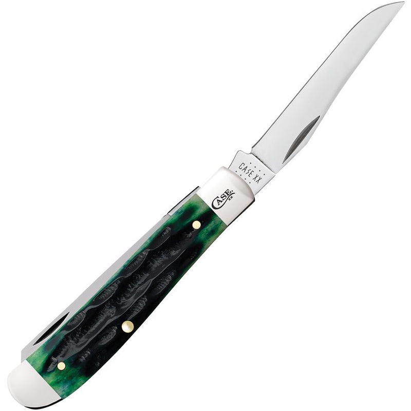 Case XX Mini Trapper Pocket Knife Stainless Steel Clip And Spey Blades Hunter Green Deep Canyon Jigged Bone Handle 75834 -Case Cutlery - Survivor Hand Precision Knives & Outdoor Gear Store