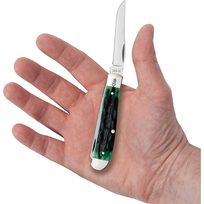 Case XX Mini Trapper Pocket Knife Stainless Steel Clip And Spey Blades Hunter Green Deep Canyon Jigged Bone Handle 75834 -Case Cutlery - Survivor Hand Precision Knives & Outdoor Gear Store