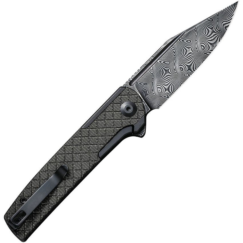 Civivi Cachet Framelock Folding Knife 3.5" Damascus Steel Clip Point Blade Stainless/Dark Green Micarta Inlay Handle VC20041BDS1 -Civivi - Survivor Hand Precision Knives & Outdoor Gear Store