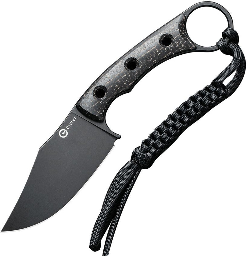Civivi Midwatch Fixed Knife 3.38" Bohler N690 Steel Clip Point Blade Black Burlap Micarta Handle VC20059B1 -Civivi - Survivor Hand Precision Knives & Outdoor Gear Store
