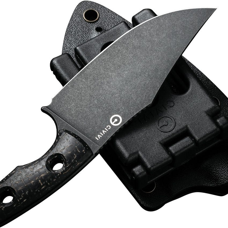 Civivi Midwatch Fixed Knife 3.38" Bohler N690 Steel Clip Point Blade Black Burlap Micarta Handle VC20059B1 -Civivi - Survivor Hand Precision Knives & Outdoor Gear Store