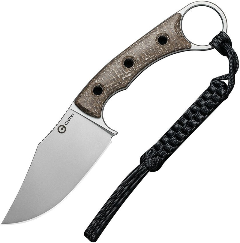 Civivi Midwatch Fixed Knife 3.38" Bohler N690 Steel Clip Point Blade Brown Burlap Micarta Handle VC20059B2 -Civivi - Survivor Hand Precision Knives & Outdoor Gear Store