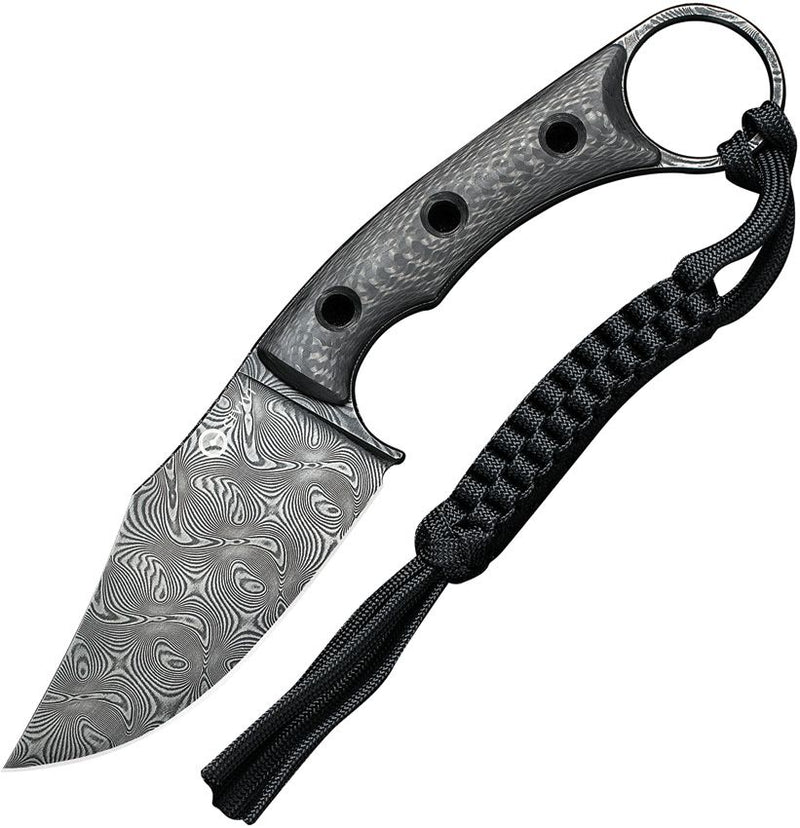 Civivi Midwatch Fixed Knife 3.38" Damascus Steel Clip Point Blade Twill Carbon Fiber Handle VC20059BDS1 -Civivi - Survivor Hand Precision Knives & Outdoor Gear Store