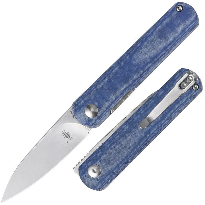 Kizer Cutlery Feist Liner Denim Mic Folding Knife 2.8" 154CM Steel Blade Blue Micarta Handle 3499C1 -Kizer Cutlery - Survivor Hand Precision Knives & Outdoor Gear Store