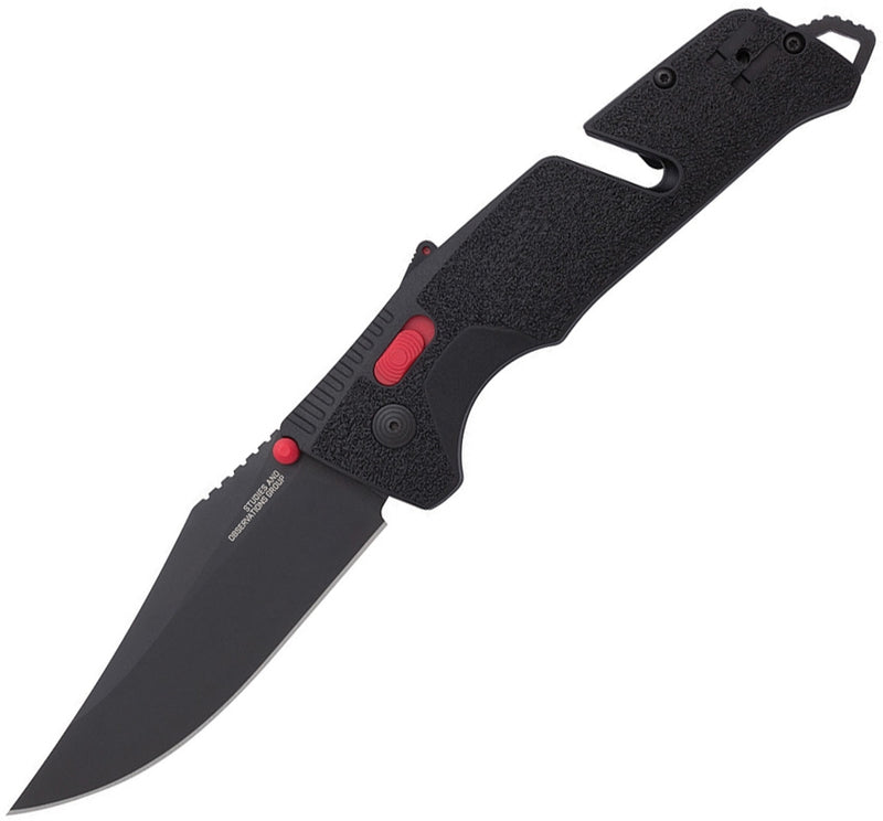 SOG Trident MK3 AT-X Lock A/O Folding Knife 3.75" D2 Tool Steel Clip Point Blade Black/Red GRN Handle 11120157 -SOG - Survivor Hand Precision Knives & Outdoor Gear Store