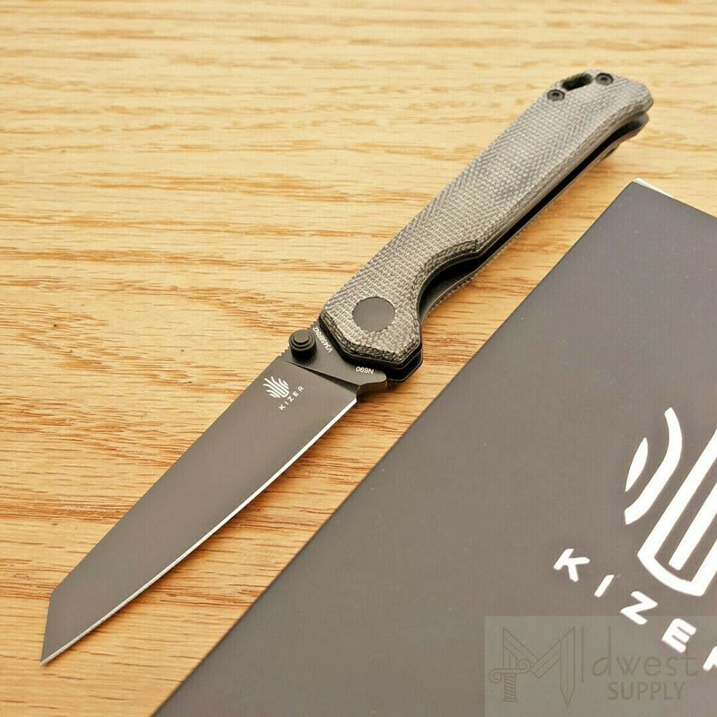 Kizer Cutlery Begleiter Mini Folding Knife 3" Bohler N690 Steel Blade Black Canvas Micarta Handle 3458RN2 -Kizer Cutlery - Survivor Hand Precision Knives & Outdoor Gear Store