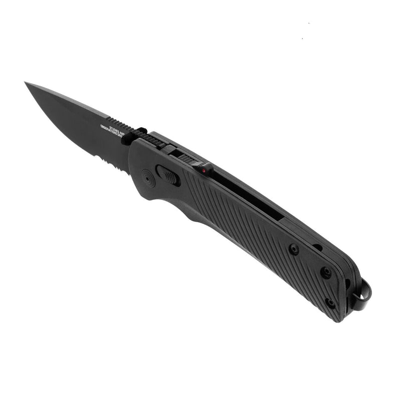 SOG Flash MK3 AT-XR Lock A/O Folding Knife 3.38" Part Serrated D2 Tool Steel Drop Point Blade Black GRN Handle 11180257 -SOG - Survivor Hand Precision Knives & Outdoor Gear Store