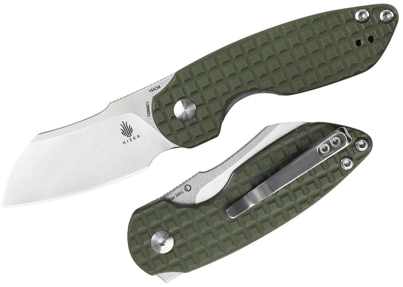 Kizer Cutlery October Mini Folding Knife 2.54" 154CM Steel Sheepsfoot Blade Green G10 Handle 2569C1 -Kizer Cutlery - Survivor Hand Precision Knives & Outdoor Gear Store