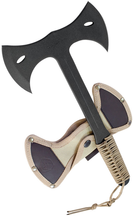 Condor Throwing Double Bit Canvas 7" 1065 Carbon Steel Axe Head Tan Cord Wrapped Handle 140214 -Condor - Survivor Hand Precision Knives & Outdoor Gear Store