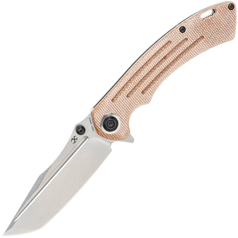 Kansept Knives Pretatout Linerlock Folding Knife 3.5" 154CM Steel Tanto Blade Tan Micarta Handle 1032TI -Kansept Knives - Survivor Hand Precision Knives & Outdoor Gear Store