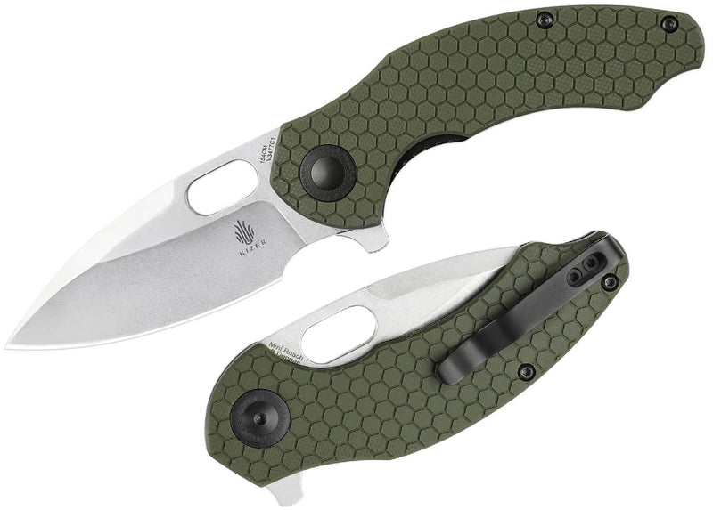 Kizer Cutlery Roach Mini Folding Knife 2.99" 154CM Steel Blade Olive Green G10 Handle 3477C1 -Kizer Cutlery - Survivor Hand Precision Knives & Outdoor Gear Store