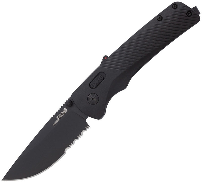 SOG Flash MK3 AT-XR Lock A/O Folding Knife 3.38" Part Serrated D2 Tool Steel Drop Point Blade Black GRN Handle 11180257 -SOG - Survivor Hand Precision Knives & Outdoor Gear Store