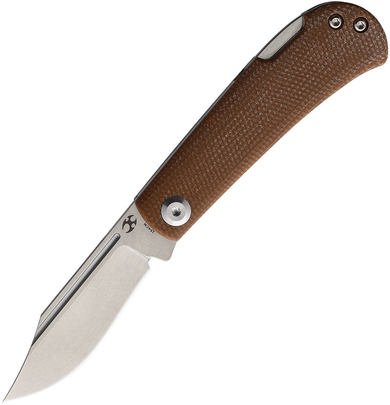 Kansept Knives Wedge Lockback Folding Knife 2.25" 154CM Steel Clip Point Blade Brown Canvas Micarta Handle 2026B3 -Kansept Knives - Survivor Hand Precision Knives & Outdoor Gear Store