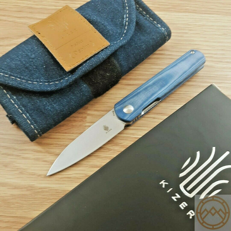 Kizer Cutlery Feist Liner Denim Mic Folding Knife 2.8" 154CM Steel Blade Blue Micarta Handle 3499C1 -Kizer Cutlery - Survivor Hand Precision Knives & Outdoor Gear Store