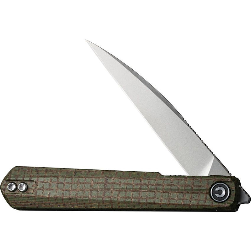 Civivi Clavi Linerlock Folding Knife 3" Nitro-V Steel Wharncliffe Blade Green Burlap Micarta Handle C210193 -Civivi - Survivor Hand Precision Knives & Outdoor Gear Store