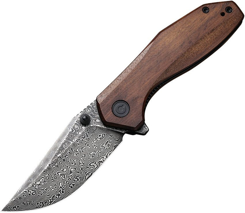 Civivi ODD 22 Liner Folding Knife 3" Damascus Steel Extended Tang Blade Cuibourtia Wood Handle C21032DS1 -Civivi - Survivor Hand Precision Knives & Outdoor Gear Store