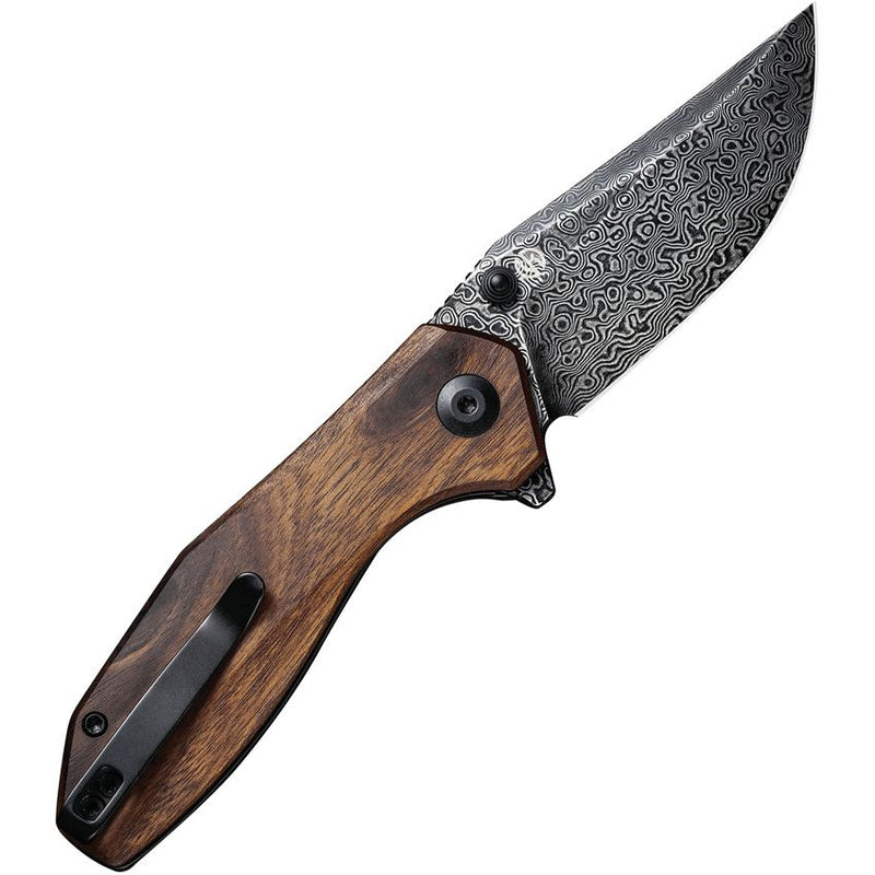 Civivi ODD 22 Liner Folding Knife 3" Damascus Steel Extended Tang Blade Cuibourtia Wood Handle C21032DS1 -Civivi - Survivor Hand Precision Knives & Outdoor Gear Store