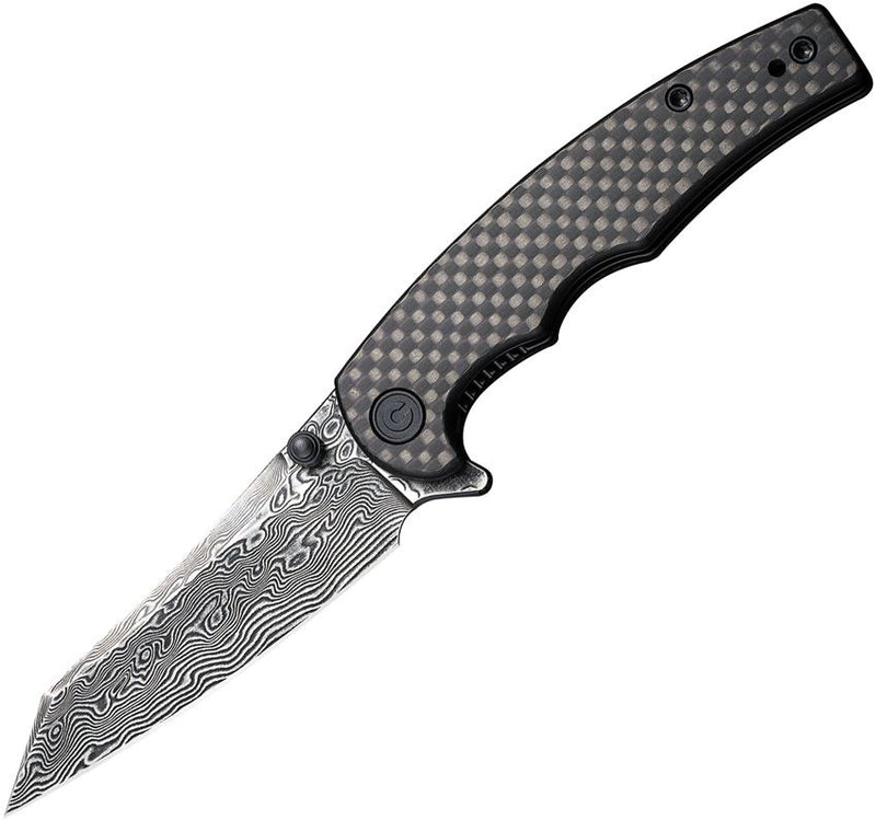 Civivi P87 Folding Knife 2.88" Damascus Steel Extended Tang Blade Carbon Fiber Handle C21043DS1 -Civivi - Survivor Hand Precision Knives & Outdoor Gear Store