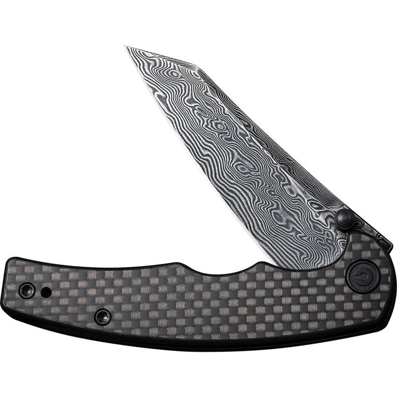 Civivi P87 Folding Knife 2.88" Damascus Steel Extended Tang Blade Carbon Fiber Handle C21043DS1 -Civivi - Survivor Hand Precision Knives & Outdoor Gear Store