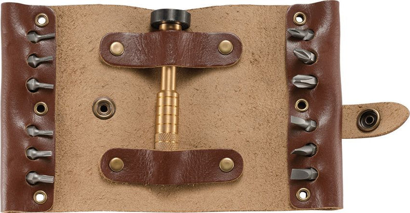 CRKT Hex Bit Driver Full-Grain Leather Tool Roll Holds Up To 13 Bits Fully Customizable 9911 -CRKT - Survivor Hand Precision Knives & Outdoor Gear Store