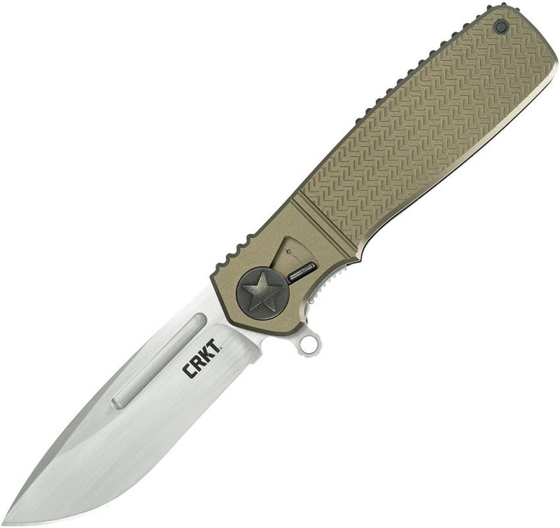 CRKT Homefront Linerlock Folding Knife 3.5" AUS-8 Steel Drop Point Blade Green Aluminum Handle K270GKP -CRKT - Survivor Hand Precision Knives & Outdoor Gear Store