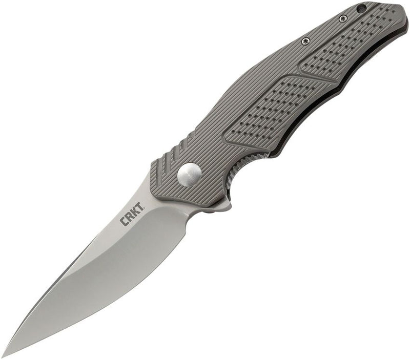 CRKT Outrage Linerlock Folding Knife 3.5" 8Cr13MoV Steel Drop Point Blade Gray Aluminum Handle K320GXP -CRKT - Survivor Hand Precision Knives & Outdoor Gear Store